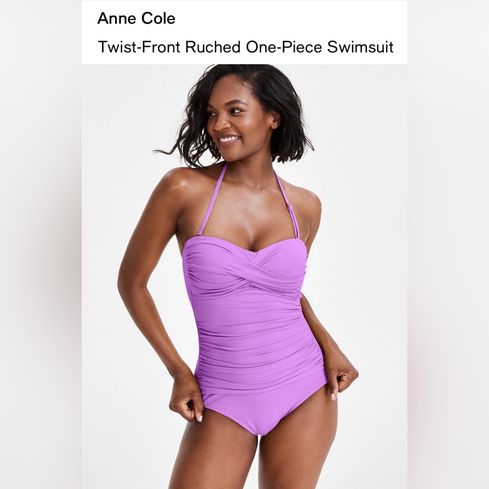 GUC - Anne Cole Lilac One-Piece Swimsuit with Sweetheart Neckline